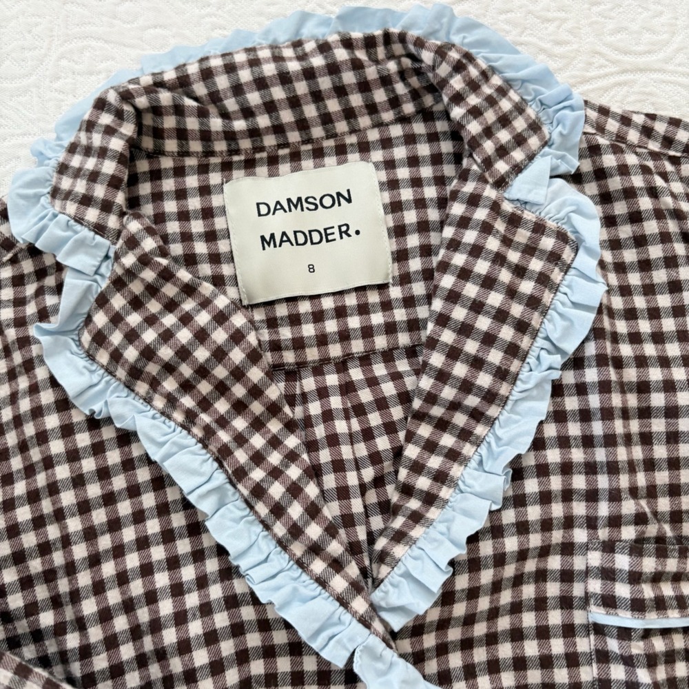 Damson Madder Antonia Organic Cotton Gingham Pyjamas Set Sz UK 8= US 4 - Picture 5 of 12